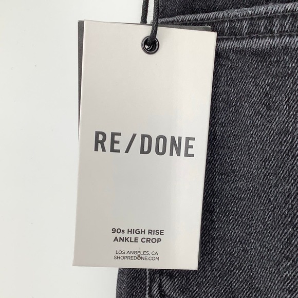 NEW! RE/DONE Size 23 90s High Rise Ankle Crop Denim Jeans Coal $265 msrp I9-12 - Picture 6 of 10